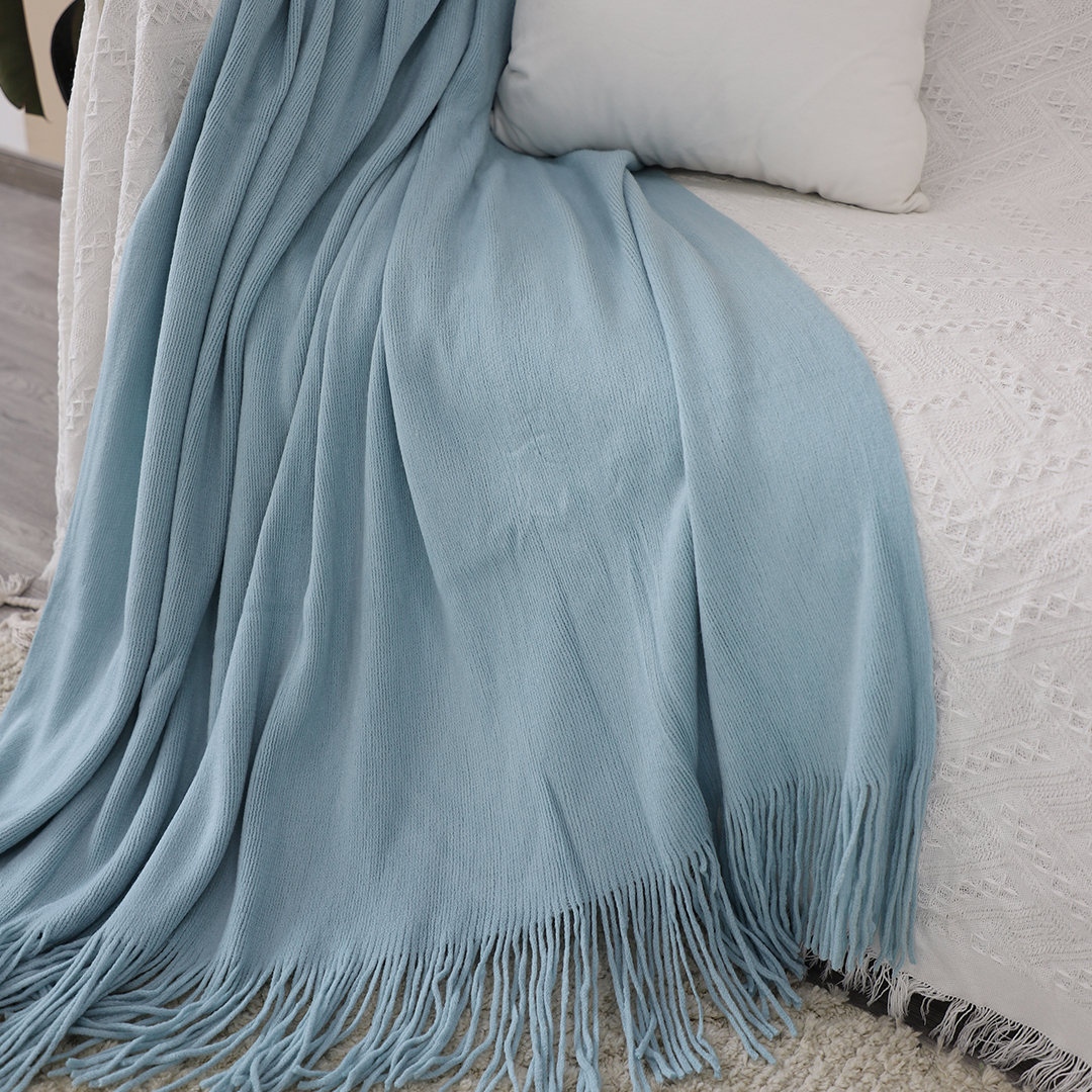 SOGA 2X Sky Blue Acrylic Knitted Throw Blanket Solid Fringed Warm Cozy Woven Cover Couch Bed Sofa Home Decor - Blanket914X2 - Home - 5 - AU DEPOT SOGA Buy SOGA 2X Sky Blue Acrylic Knitted Throw Blanket Solid Fringed Warm Cozy Woven Cover Couch Bed Sofa Home Decor Online - Home - 5 - AU Depot Free Shipping
