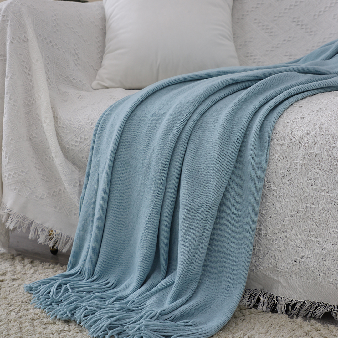 SOGA 2X Sky Blue Acrylic Knitted Throw Blanket Solid Fringed Warm Cozy Woven Cover Couch Bed Sofa Home Decor - Blanket914X2 - Home - 7 - AU DEPOT SOGA Buy SOGA 2X Sky Blue Acrylic Knitted Throw Blanket Solid Fringed Warm Cozy Woven Cover Couch Bed Sofa Home Decor Online - Home - 7 - AU Depot Free Shipping
