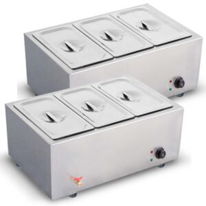 Buy SOGA 2X Stainless Steel 3 X 1/2 GN Pan Electric Bain-Marie Food Warmer with Lid Online - Business & Industrial - 1 - AU Depot Free Shipping