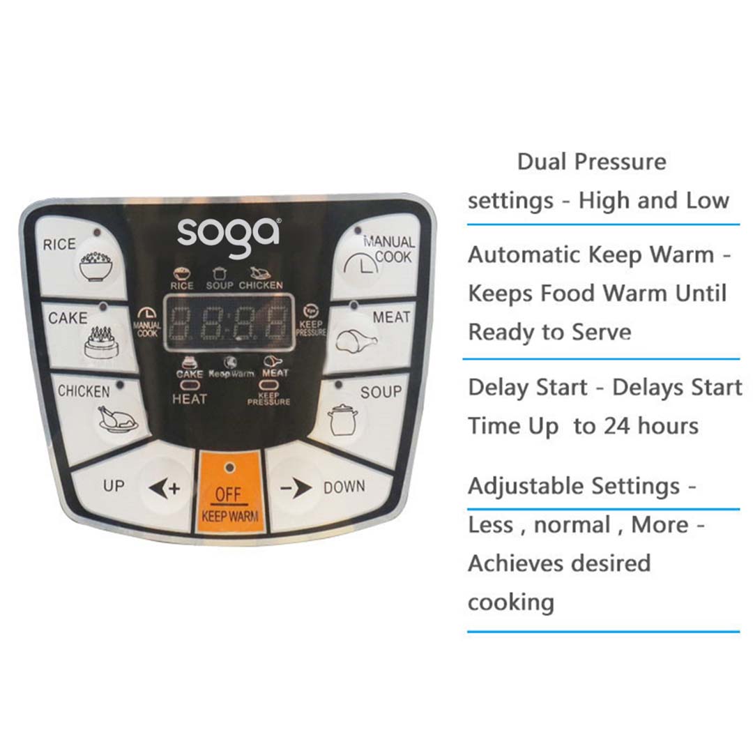 SOGA 2X Stainless Steel Electric Pressure Cooker 10L Nonstick 1600W - ElectricPressureCooker10LX2 - Electronics & Appliances - 4 - AU DEPOT SOGA Buy SOGA 2X Stainless Steel Electric Pressure Cooker 10L Nonstick 1600W Online - Electronics & Appliances - 4 - AU Depot Free Shipping