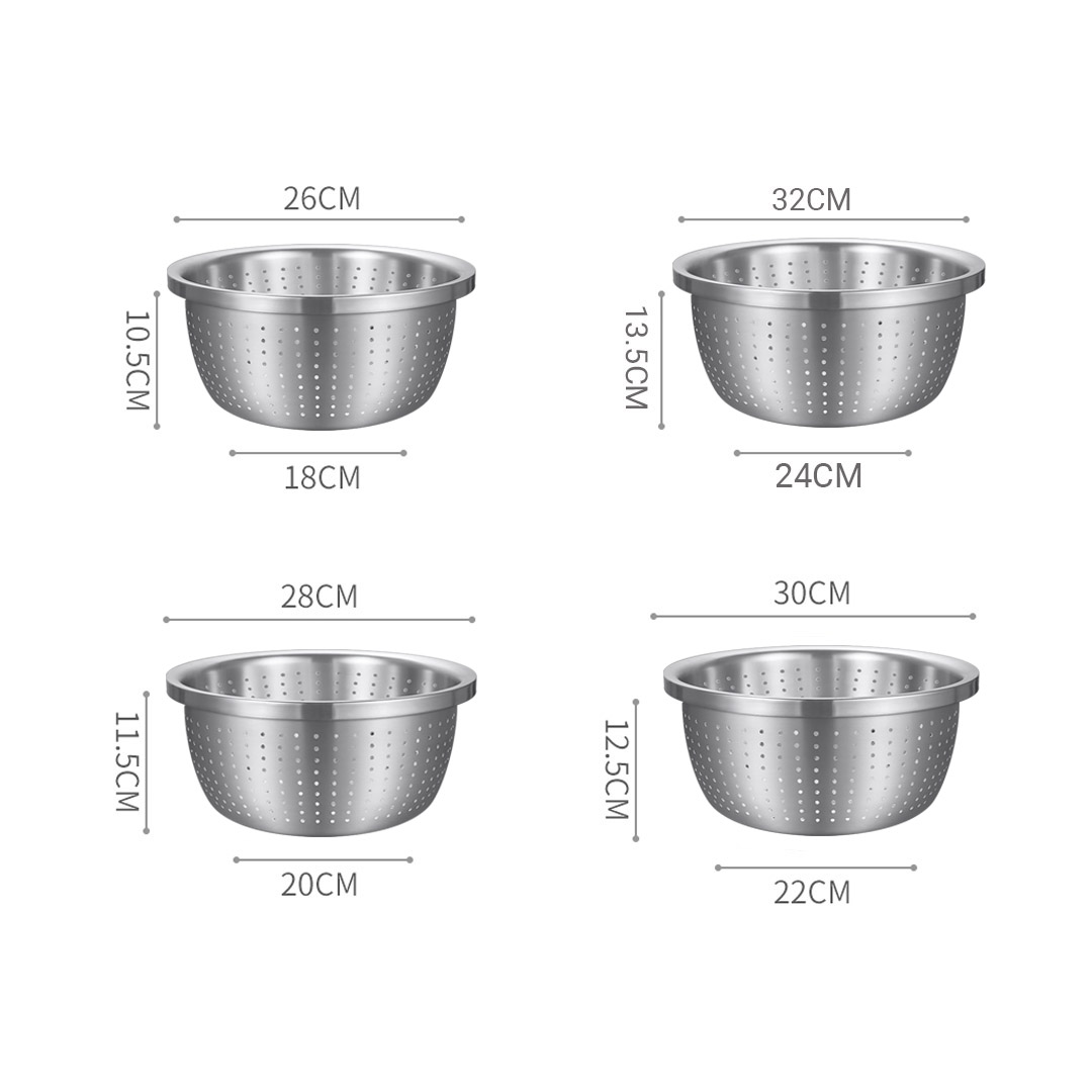 SOGA 2X Stainless Steel Nesting Basin Colander Perforated Kitchen Sink Washing Bowl Metal Basket Strainer Set of 4 - Bowl615X2 - Home & Living - 2 - AU DEPOT SOGA Buy SOGA 2X Stainless Steel Nesting Basin Colander Perforated Kitchen Sink Washing Bowl Metal Basket Strainer Set of 4 Online - Home & Living - 2 - AU Depot Free Shipping