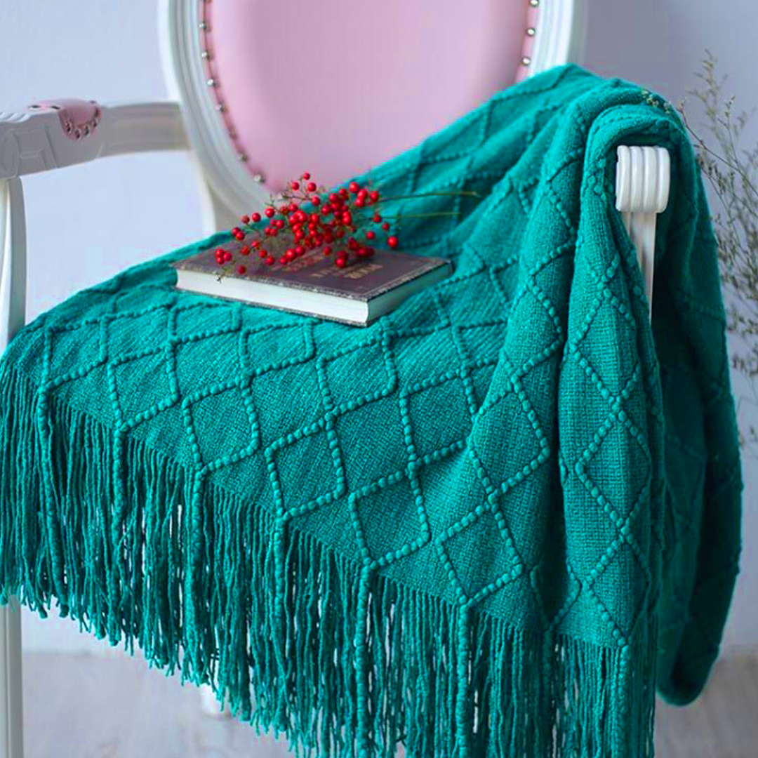 SOGA 2X Teal Diamond Pattern Knitted Throw Blanket Warm Cozy Woven Cover Couch Bed Sofa Home Decor with Tassels - Blanket923X2 - Home - 4 - AU DEPOT SOGA Buy SOGA 2X Teal Diamond Pattern Knitted Throw Blanket Warm Cozy Woven Cover Couch Bed Sofa Home Decor with Tassels Online - Home - 4 - AU Depot Free Shipping