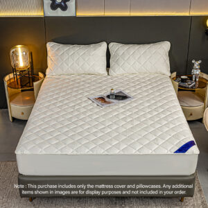 Buy SOGA 2X White 183cm Wide Cross-Hatch Mattress Cover Thick Quilted Stretchable Bed Spread Sheet Protector with Pillow Covers Online - Updated P1 on Channels (4  SKUs) - 2 - AU Depot Free Shipping