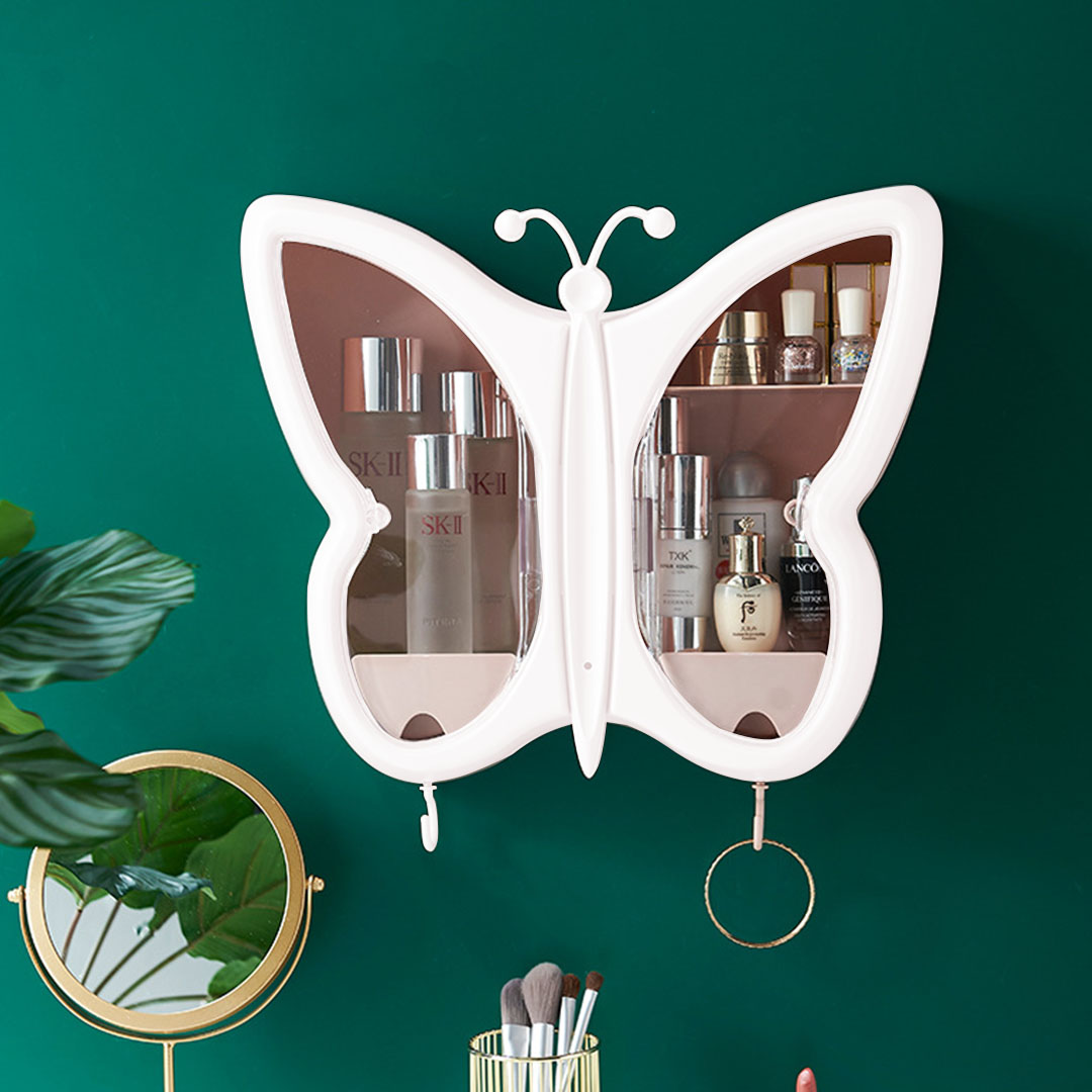 SOGA 2X White Butterfly Shape Wall-Mounted Makeup Organiser Dustproof Waterproof Bathroom Storage Box Home Decor - BathG310X2 - Home - 3 - AU DEPOT SOGA Buy SOGA 2X White Butterfly Shape Wall-Mounted Makeup Organiser Dustproof Waterproof Bathroom Storage Box Home Decor Online - Home - 3 - AU Depot Free Shipping