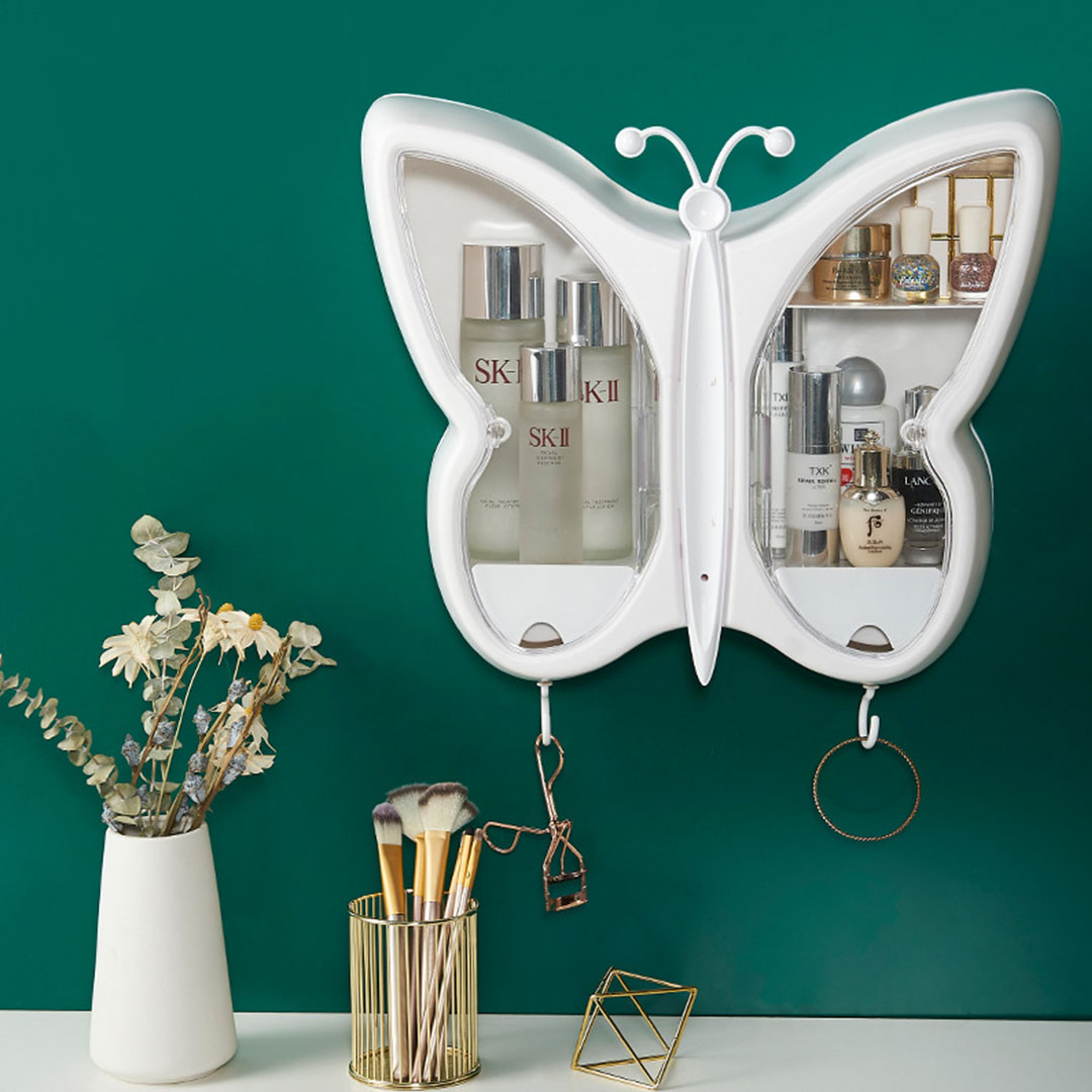 SOGA 2X White Butterfly Shape Wall-Mounted Makeup Organiser Dustproof Waterproof Bathroom Storage Box Home Decor - BathG310X2 - Home - 4 - AU DEPOT SOGA Buy SOGA 2X White Butterfly Shape Wall-Mounted Makeup Organiser Dustproof Waterproof Bathroom Storage Box Home Decor Online - Home - 4 - AU Depot Free Shipping