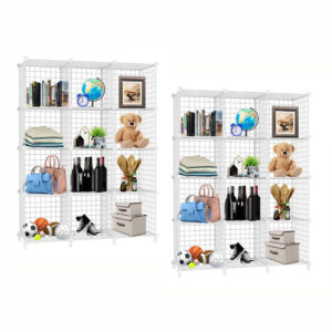 Buy SOGA 2X White Portable 12-Cube 3 Column Storage Organiser Foldable DIY Modular Grid Space Saving Shelf Online - Furniture - 1 - AU Depot Free Shipping