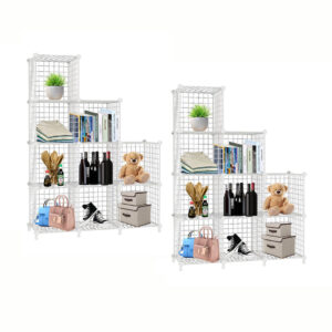 Buy SOGA 2X White Portable 9-Cube 3 Column Storage Organiser Foldable DIY Modular Grid Space Saving Shelf 149cm Online - Furniture - 1 - AU Depot Free Shipping