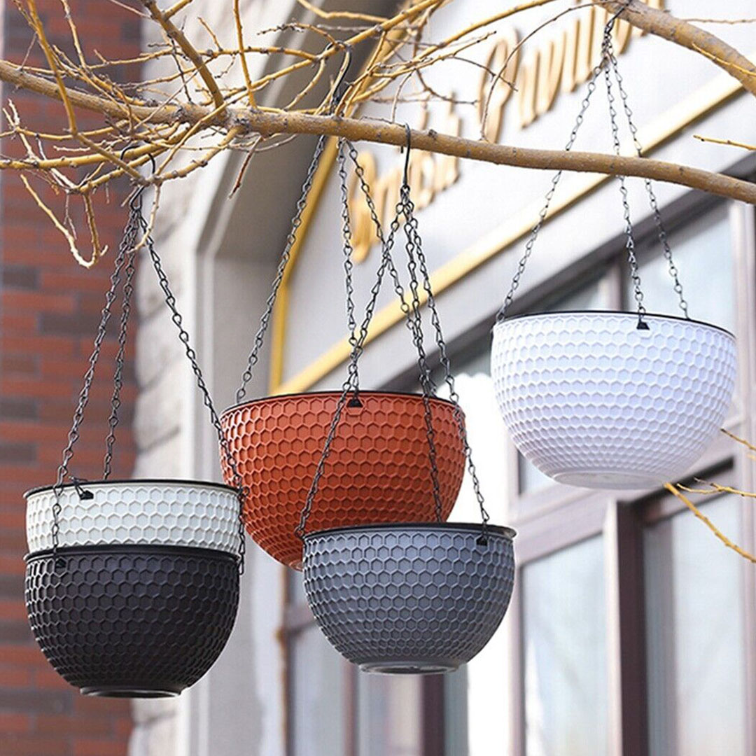 SOGA 2X White Small Hanging Resin Flower Pot Self Watering Basket Planter Outdoor Garden Decor - HangPot11WHTX2 - Home & Living - 7 - AU DEPOT SOGA Buy SOGA 2X White Small Hanging Resin Flower Pot Self Watering Basket Planter Outdoor Garden Decor Online - Home & Living - 7 - AU Depot Free Shipping