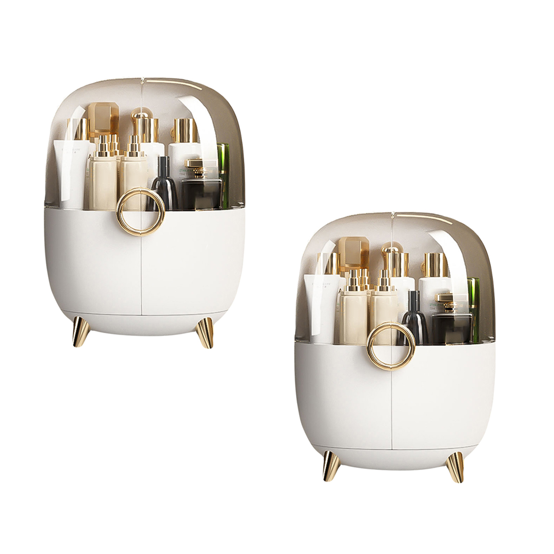 SOGA 2X White Transparent Countertop Makeup Organiser Cosmetic Storage Waterproof Dustproof Bathroom Skincare Holder with Lid - Bathroom Storage - BathF901X2 1 SOGA 2X White Transparent Countertop Makeup Organiser Cosmetic Storage Waterproof Dustproof Bathroom Skincare Holder with Lid - AU DEPOT Buy SOGA 2X White Transparent Countertop Makeup Organiser Cosmetic Storage Waterproof Dustproof Bathroom Skincare Holder with Lid Online - Home - 1 - AU Depot Free Shipping