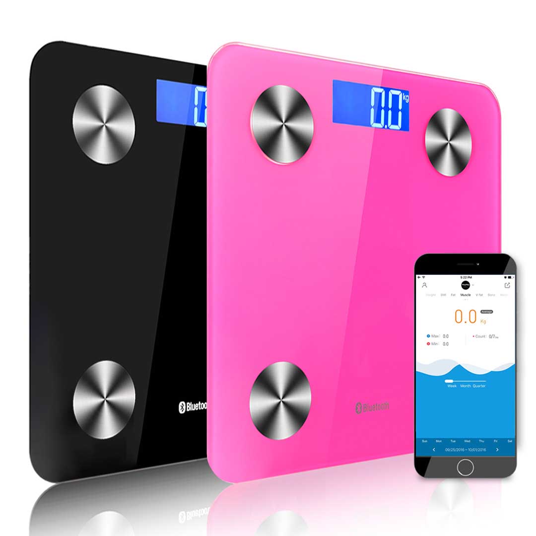 SOGA 2X Wireless Bluetooth Digital Body Fat Scale Bathroom Health Analyser Weight Black/Pink - - BodyFatScaleBluetoothBLK-PNK 1 SOGA 2X Wireless Bluetooth Digital Body Fat Scale Bathroom Health Analyser Weight Black/Pink - AU DEPOT Buy SOGA 2X Wireless Bluetooth Digital Body Fat Scale Bathroom Health Analyser Weight Black/Pink Online - home & living > bathroom > bathroom accessories > bathroom scales - 1 - AU Depot Free Shipping