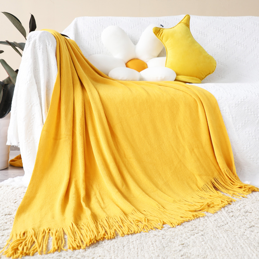 SOGA 2X Yellow Acrylic Knitted Throw Blanket Solid Fringed Warm Cozy Woven Cover Couch Bed Sofa Home Decor - Blanket916X2 - Home - 3 - AU DEPOT SOGA Buy SOGA 2X Yellow Acrylic Knitted Throw Blanket Solid Fringed Warm Cozy Woven Cover Couch Bed Sofa Home Decor Online - Home - 3 - AU Depot Free Shipping