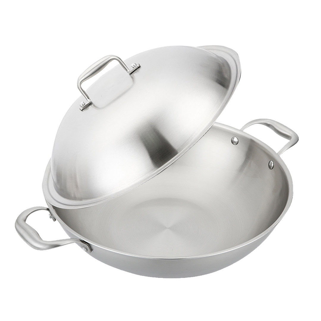 SOGA 3-Ply 38cm Stainless Steel Double Handle Wok Frying Fry Pan Skillet with Lid - WokTRIFPG38 - Home & Living - 4 - AU DEPOT SOGA Buy SOGA 3-Ply 38cm Stainless Steel Double Handle Wok Frying Fry Pan Skillet with Lid Online - Home & Living - 4 - AU Depot Free Shipping