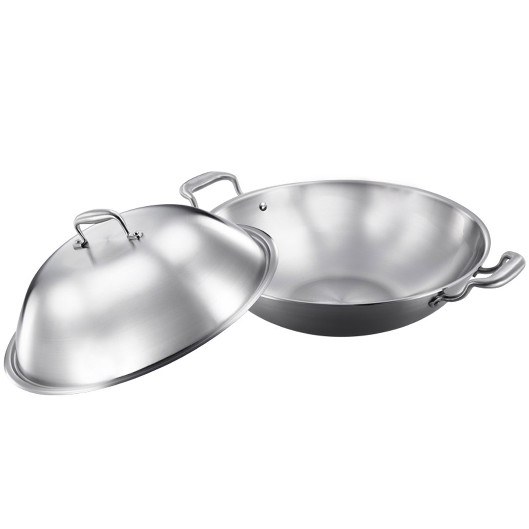 SOGA 3-Ply 38cm Stainless Steel Double Handle Wok Frying Fry Pan Skillet with Lid - Frying Pans - WokTRIFPG38 1 SOGA 3-Ply 38cm Stainless Steel Double Handle Wok Frying Fry Pan Skillet with Lid - AU DEPOT Buy SOGA 3-Ply 38cm Stainless Steel Double Handle Wok Frying Fry Pan Skillet with Lid Online - Home & Living - 1 - AU Depot Free Shipping