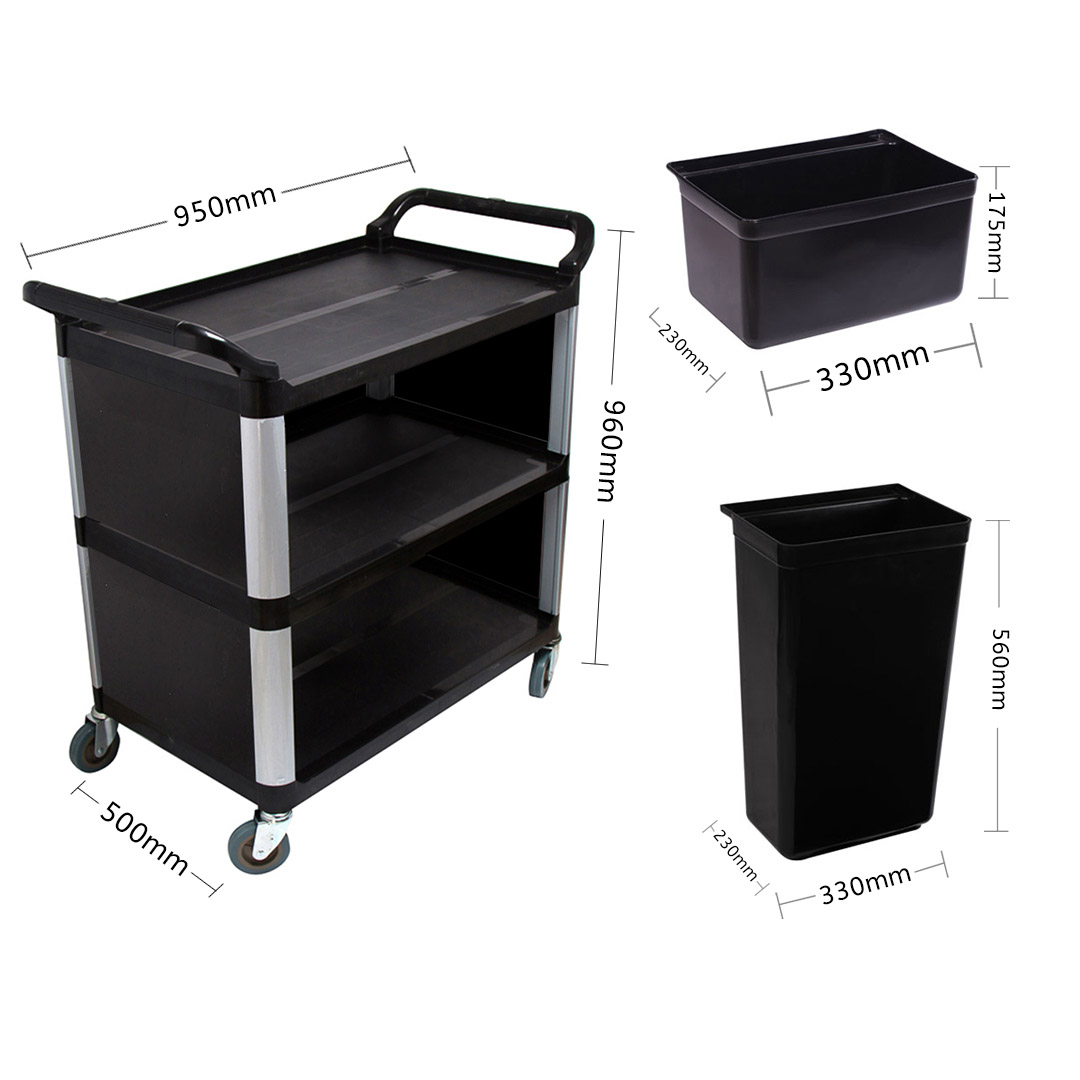SOGA 3 Tier Covered Food Trolley Food Waste Cart Storage Mechanic Kitchen with Bins - FoodCart1515WithBins - Business & Industrial - 2 - AU DEPOT SOGA Buy SOGA 3 Tier Covered Food Trolley Food Waste Cart Storage Mechanic Kitchen with Bins Online - Business & Industrial - 2 - AU Depot Free Shipping