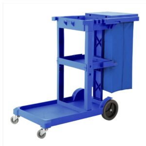 SOGA 3 Tier Multifunction Janitor Cleaning Waste Cart Trolley and Waterproof Bag with Lid Blue FoodCart033GBlue AU Depot Free Shipping SOGA 3 Tier Multifunction Janitor Cleaning Waste Cart Trolley and Waterproof Bag with Lid Blue - AU DEPOT