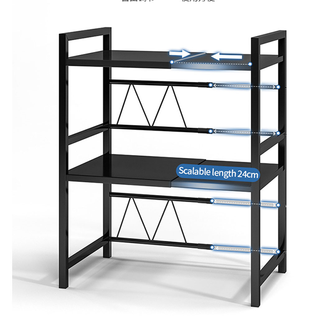 SOGA 3 Tier Steel Black Retractable Kitchen Microwave Oven Stand Multi-Functional Shelves Storage Organizer - KitchenXY023 - Garden, Tools & Hardware - 4 - AU DEPOT SOGA Buy SOGA 3 Tier Steel Black Retractable Kitchen Microwave Oven Stand Multi-Functional Shelves Storage Organizer Online - Garden, Tools & Hardware - 4 - AU Depot Free Shipping