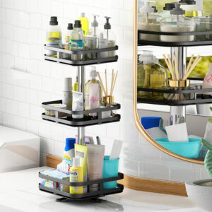 Buy SOGA 3 Tier Steel Black Square Rotating Multi-Function Kitchen Portable Storage Spice Seasoning Kitchen Countertop Organiser Shelf Online - Garden, Tools & Hardware - 2 - AU Depot Free Shipping