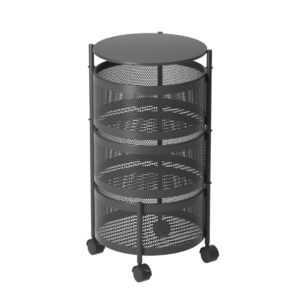 Buy SOGA 3 Tier Steel Round Rotating Kitchen Cart Multi-Functional Shelves Portable Storage Organizer with Wheels Online - Garden, Tools & Hardware - 1 - AU Depot Free Shipping