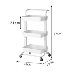 Buy SOGA 3 Tier Steel White Movable Kitchen Cart Multi-Functional Shelves Portable Storage Organizer with Wheels Online - Garden, Tools & Hardware - 2 - AU Depot Free Shipping