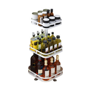 Buy SOGA 3 Tier Steel White Square Rotating Multi-Function Kitchen Portable Storage Spice Seasoning Kitchen Countertop Organiser Shelf Online - Garden, Tools & Hardware - 1 - AU Depot Free Shipping