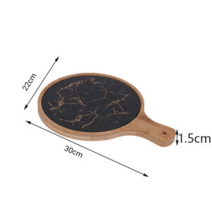 Buy SOGA 30cm Black Circle Wooden Serving Tray Slate Steak Serving Platter Chopping Board Paddle Home Decor Online - Kitchenware - 2 - AU Depot Free Shipping