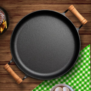 Buy SOGA 31cm Cast Iron Frying Pan Skillet Steak Sizzle Fry Platter With Wooden Handle No Lid Online - Home & Living - 2 - AU Depot Free Shipping