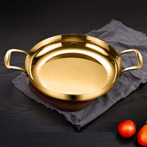 Buy SOGA 32cm Flat Base Seafood Dry Pot in Elegant Gold Color with Durable for Kitchen Essential Online - home & living - 2 - AU Depot Free Shipping