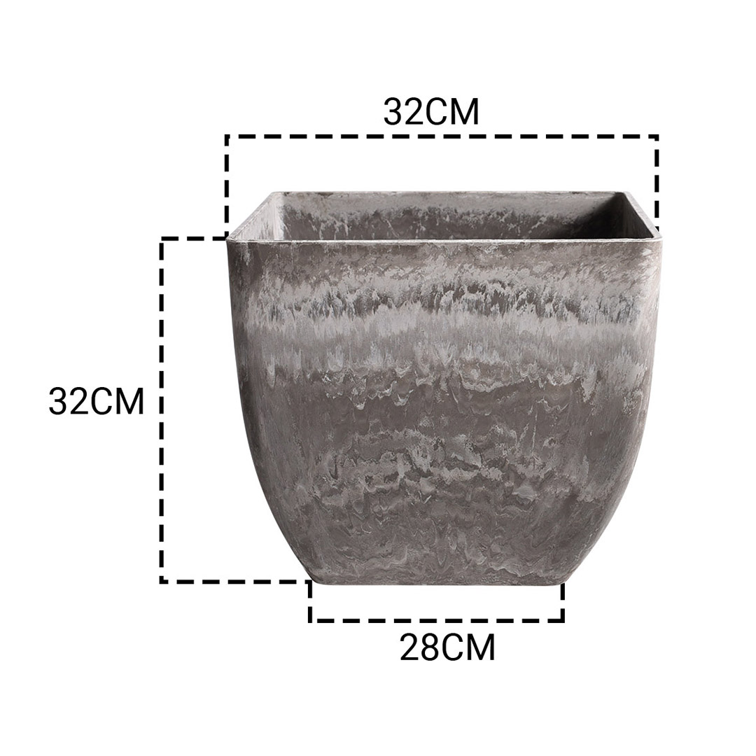 SOGA 32cm Rock Grey Square Resin Plant Flower Pot in Cement Pattern Planter Cachepot for Indoor Home Office - FPotF3252 - Home & Living - 2 - AU DEPOT SOGA Buy SOGA 32cm Rock Grey Square Resin Plant Flower Pot in Cement Pattern Planter Cachepot for Indoor Home Office Online - Home & Living - 2 - AU Depot Free Shipping