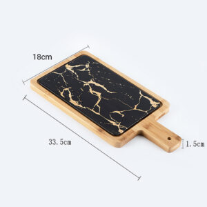 Buy SOGA 33.5cm Black Square Wooden Serving Tray Slate Steak Serving Platter Chopping Board Paddle Home Decor Online - Kitchenware - 2 - AU Depot Free Shipping