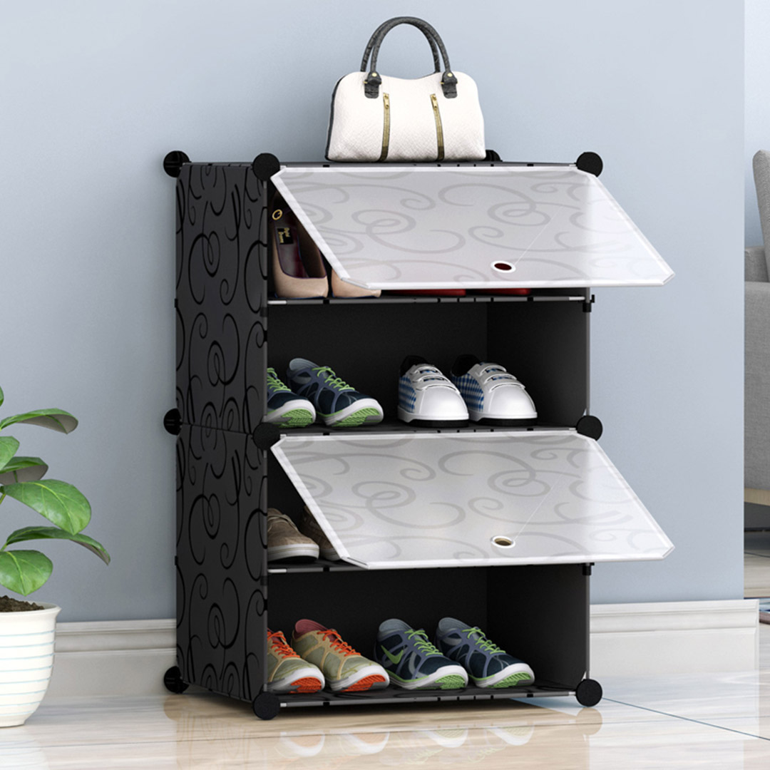 SOGA 4 Tier Shoe Rack Organizer Sneaker Footwear Storage Stackable Stand Cabinet Portable Wardrobe with Cover - ShoeBox104 - Furniture - 6 - AU DEPOT SOGA Buy SOGA 4 Tier Shoe Rack Organizer Sneaker Footwear Storage Stackable Stand Cabinet Portable Wardrobe with Cover Online - Furniture - 6 - AU Depot Free Shipping