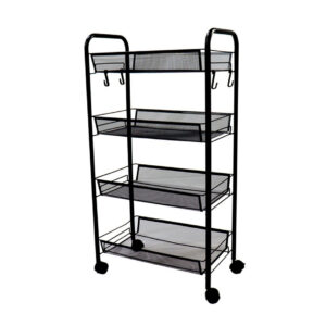 Buy SOGA 4 Tier Steel Black Bee Mesh Kitchen Cart Multi-Functional Shelves Portable Storage Organizer with Wheels Online - Garden, Tools & Hardware - 1 - AU Depot Free Shipping
