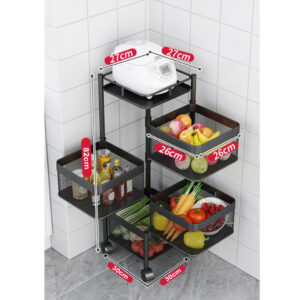 Buy SOGA 4 Tier Steel Square Rotating Kitchen Cart Multi-Functional Shelves Portable Storage Organizer with Wheels Online - Garden, Tools & Hardware - 2 - AU Depot Free Shipping