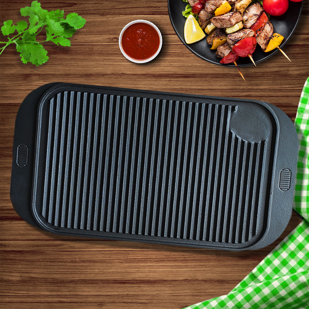 SOGA 47cm Cast Iron Ridged Griddle Hot Plate Grill Pan BBQ Stovetop - ZPaiA7 - Home & Living - 2 - AU DEPOT SOGA Buy SOGA 47cm Cast Iron Ridged Griddle Hot Plate Grill Pan BBQ Stovetop Online - Home & Living - 2 - AU Depot Free Shipping