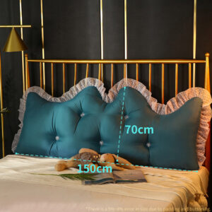 Buy SOGA 4X 150cm Blue-Green Princess Bed Pillow Headboard Backrest Bedside Tatami Sofa Cushion with Ruffle Lace Home Decor Online - Furniture - 2 - AU Depot Free Shipping
