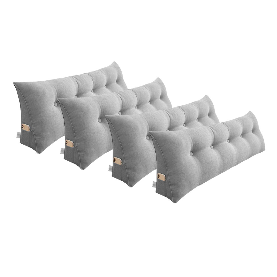 SOGA 4X 150cm Silver Triangular Wedge Bed Pillow Headboard Backrest Bedside Tatami Cushion Home Decor - - PillowFab150SilverX4 1 SOGA 4X 150cm Silver Triangular Wedge Bed Pillow Headboard Backrest Bedside Tatami Cushion Home Decor - AU DEPOT Buy SOGA 4X 150cm Silver Triangular Wedge Bed Pillow Headboard Backrest Bedside Tatami Cushion Home Decor Online - Furniture - 1 - AU Depot Free Shipping