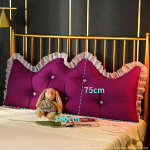 Buy SOGA 4X 180cm Burgundy Princess Bed Pillow Headboard Backrest Bedside Tatami Sofa Cushion with Ruffle Lace Home Decor Online - Furniture - 2 - AU Depot Free Shipping