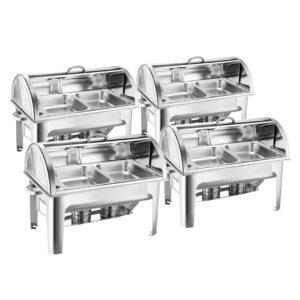 Buy SOGA 4X 4.5L Dual Tray Stainless Steel Roll Top Chafing Dish Food Warmer Online - Furniture - 1 - AU Depot Free Shipping