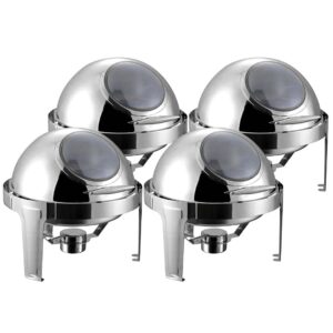 Buy SOGA 4X 6L Round Chafing Stainless Steel Food Warmer with Glass Roll Top Online - Furniture - 1 - AU Depot Free Shipping
