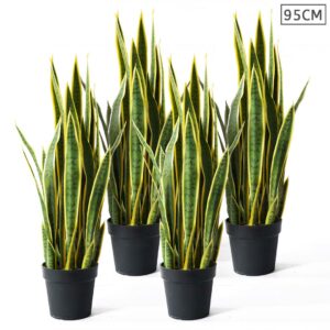 Buy SOGA 4X 95cm Artificial Indoor Yellow Edge Tiger Piran Fake Decoration Tree Flower Pot Plant Online - Home & Living - 1 - AU Depot Free Shipping