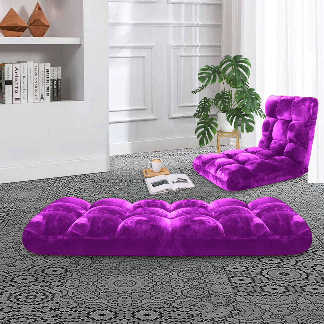 SOGA 4X Floor Recliner Folding Lounge Sofa Futon Couch Folding Chair Cushion Purple - LoungeChairPurpleX4 - Furniture - 4 - AU DEPOT SOGA Buy SOGA 4X Floor Recliner Folding Lounge Sofa Futon Couch Folding Chair Cushion Purple Online - Furniture - 4 - AU Depot Free Shipping