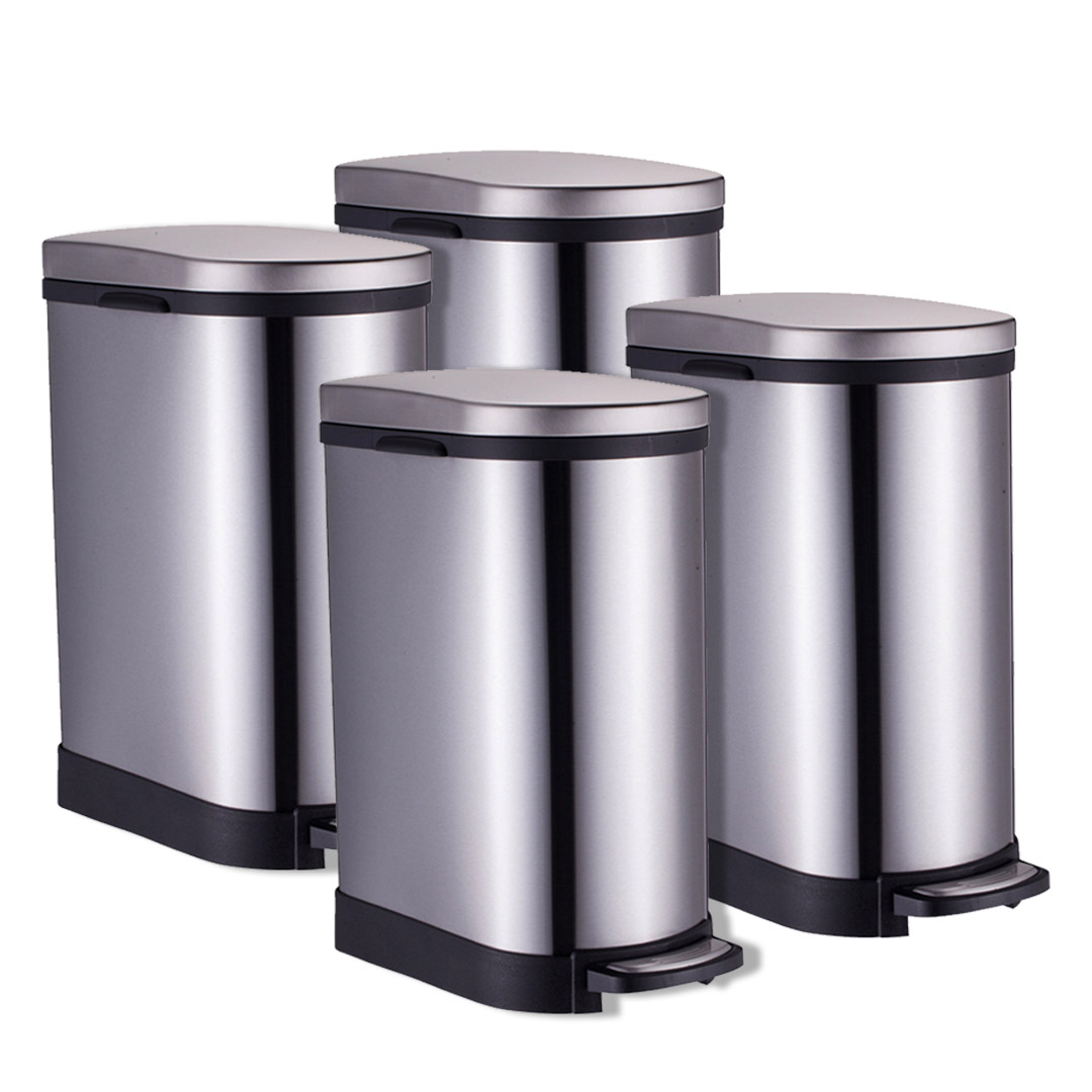 SOGA 4X Foot Pedal Stainless Steel Rubbish Recycling Garbage Waste Trash Bin 10L U - Kitchen Bins - RubbishBinU10LSSX4 1 SOGA 4X Foot Pedal Stainless Steel Rubbish Recycling Garbage Waste Trash Bin 10L U - AU DEPOT Buy SOGA 4X Foot Pedal Stainless Steel Rubbish Recycling Garbage Waste Trash Bin 10L U Online - Home & Living - 1 - AU Depot Free Shipping