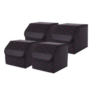 Buy SOGA 4X Leather Car Boot Collapsible Foldable Trunk Cargo Organizer Portable Storage Box Black/Red Stitch Small Online - Garden, Tools & Hardware - 1 - AU Depot Free Shipping