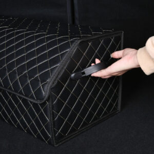 Buy SOGA 4X Leather Car Boot Collapsible Foldable Trunk Cargo Organizer Portable Storage Box Black/White Stitch with Lock Small Online - Garden, Tools & Hardware - 2 - AU Depot Free Shipping