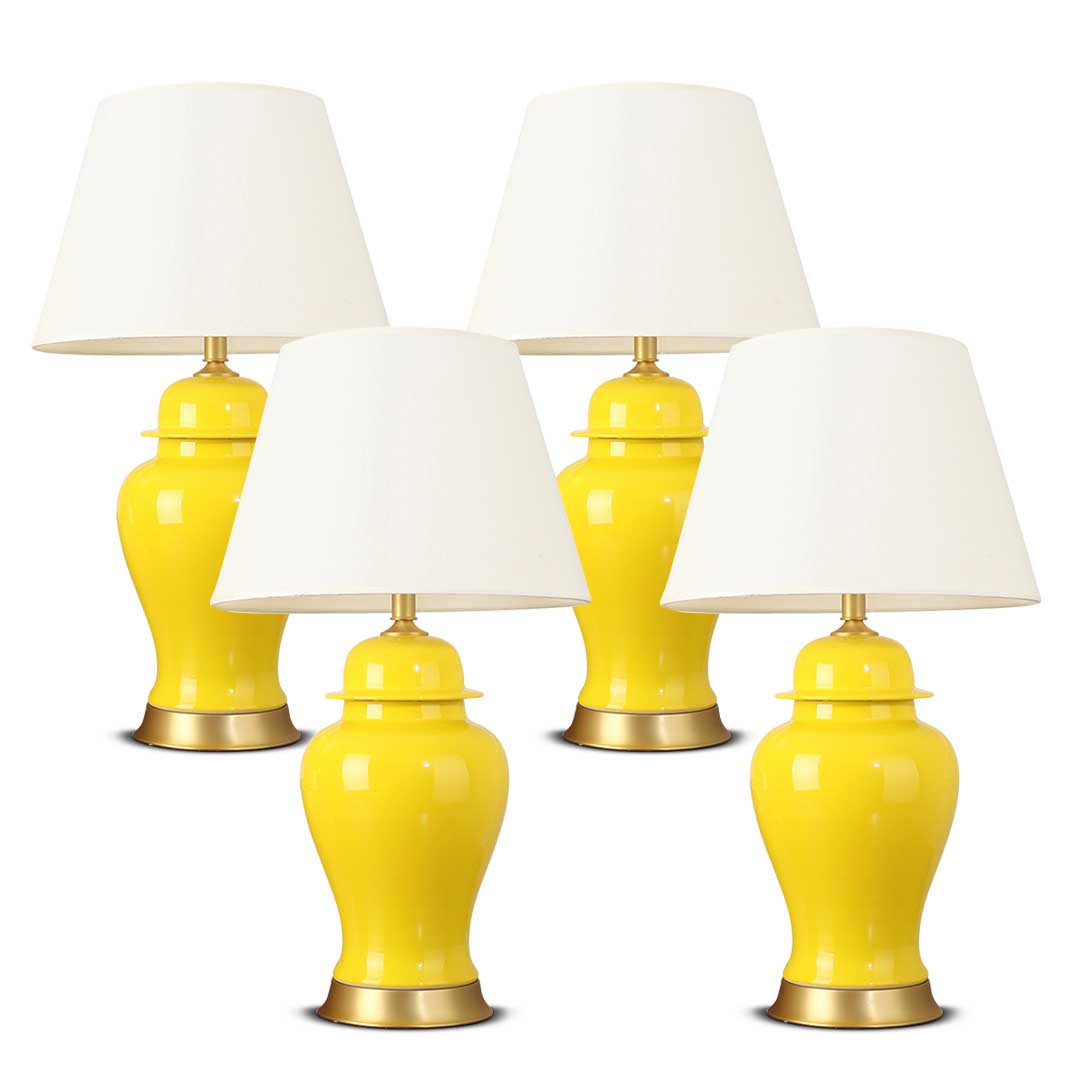 SOGA 4X Oval Ceramic Table Lamp with Gold Metal Base Desk Lamp Yellow - Lamps - TableLamp170YellowX4 1 SOGA 4X Oval Ceramic Table Lamp with Gold Metal Base Desk Lamp Yellow - AU DEPOT Buy SOGA 4X Oval Ceramic Table Lamp with Gold Metal Base Desk Lamp Yellow Online - Home & Living - 1 - AU Depot Free Shipping