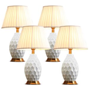 Buy SOGA 4X Textured Ceramic Oval Table Lamp with Gold Metal Base White Online - Home & Living - 1 - AU Depot Free Shipping