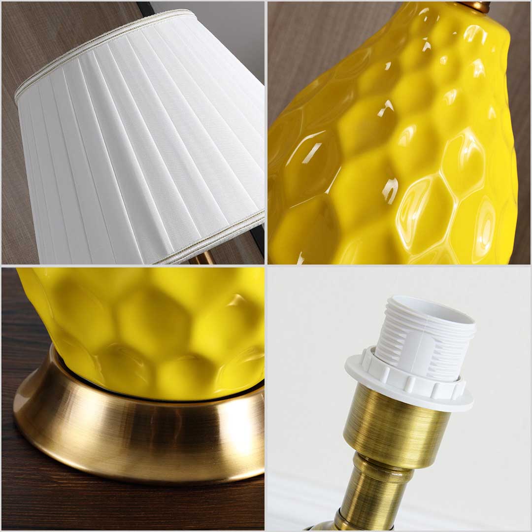 SOGA 4X Textured Ceramic Oval Table Lamp with Gold Metal Base Yellow - TableLamp180YellowX4 - Home & Living - 3 - AU DEPOT SOGA Buy SOGA 4X Textured Ceramic Oval Table Lamp with Gold Metal Base Yellow Online - Home & Living - 3 - AU Depot Free Shipping