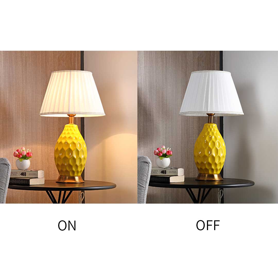 SOGA 4X Textured Ceramic Oval Table Lamp with Gold Metal Base Yellow - TableLamp180YellowX4 - Home & Living - 6 - AU DEPOT SOGA Buy SOGA 4X Textured Ceramic Oval Table Lamp with Gold Metal Base Yellow Online - Home & Living - 6 - AU Depot Free Shipping