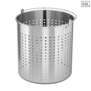 Buy SOGA 50L 18/10 Stainless Steel Perforated Stockpot Basket Pasta Strainer with Handle Online - home & living > kitchen & dining > cookware > stock & multi pots - 1 - AU Depot Free Shipping