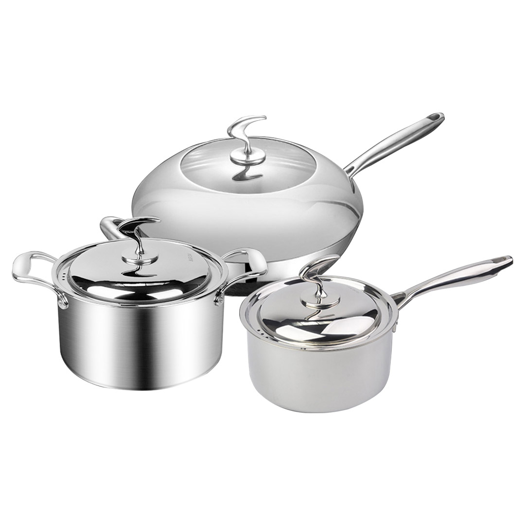 SOGA 6 Piece Cookware Set 18/10 Stainless Steel 3-Ply Frying Pan, Milk, and Soup Pot with Lid - SSPanPotSet - Home & Living - 3 - AU DEPOT SOGA Buy SOGA 6 Piece Cookware Set 18/10 Stainless Steel 3-Ply Frying Pan, Milk, and Soup Pot with Lid Online - Home & Living - 3 - AU Depot Free Shipping