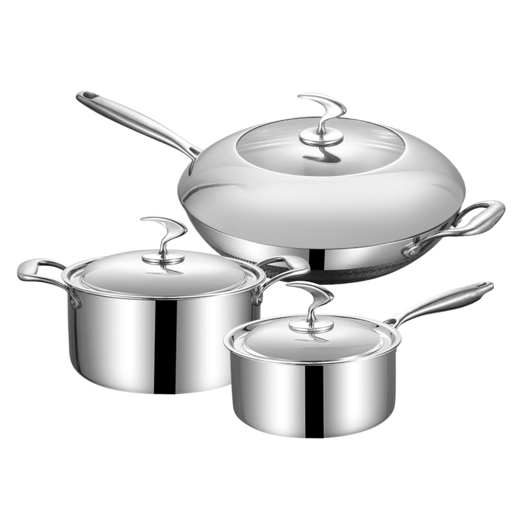 SOGA 6 Piece Cookware Set 18/10 Stainless Steel 3-Ply Frying Pan, Milk, and Soup Pot with Lid - SSPanPotSet - Home & Living - 4 - AU DEPOT SOGA Buy SOGA 6 Piece Cookware Set 18/10 Stainless Steel 3-Ply Frying Pan, Milk, and Soup Pot with Lid Online - Home & Living - 4 - AU Depot Free Shipping